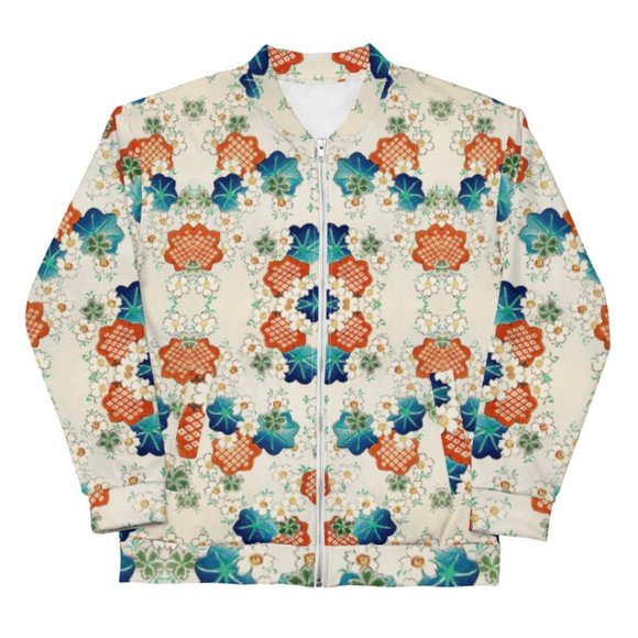 Floral Pattern Vintage Japanese Art Bomber Jackets. - Picture 5 of 10